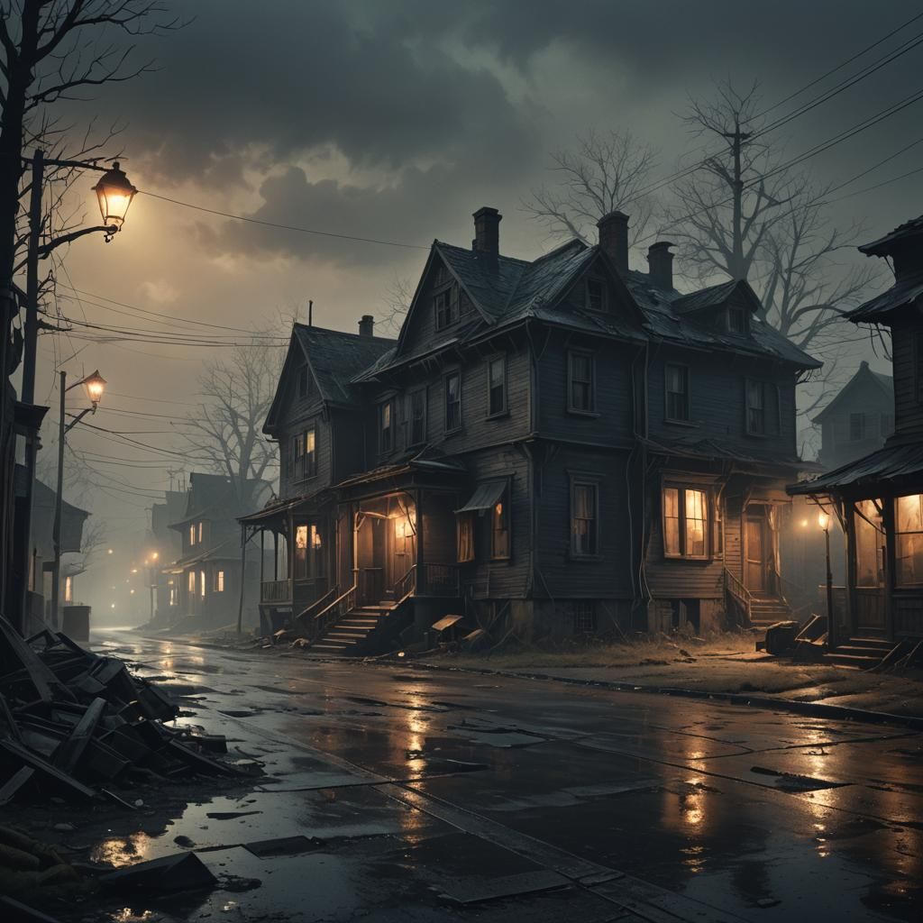 Eerie Abandoned House in Dark Fantasy Art Style