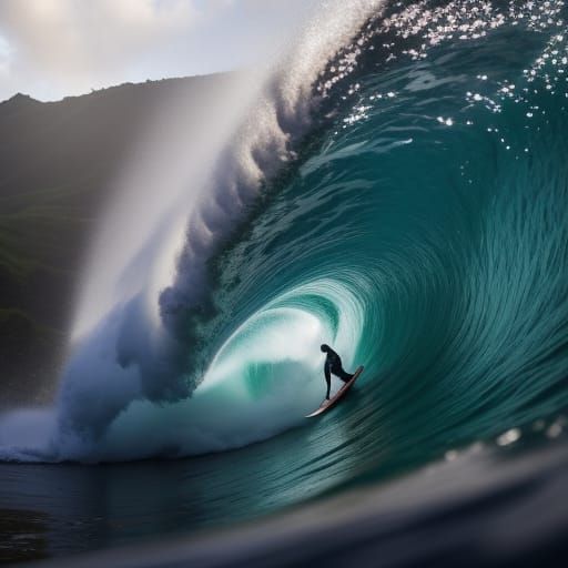 Big barrel Teahupoo - AI Generated Artwork - NightCafe Creator