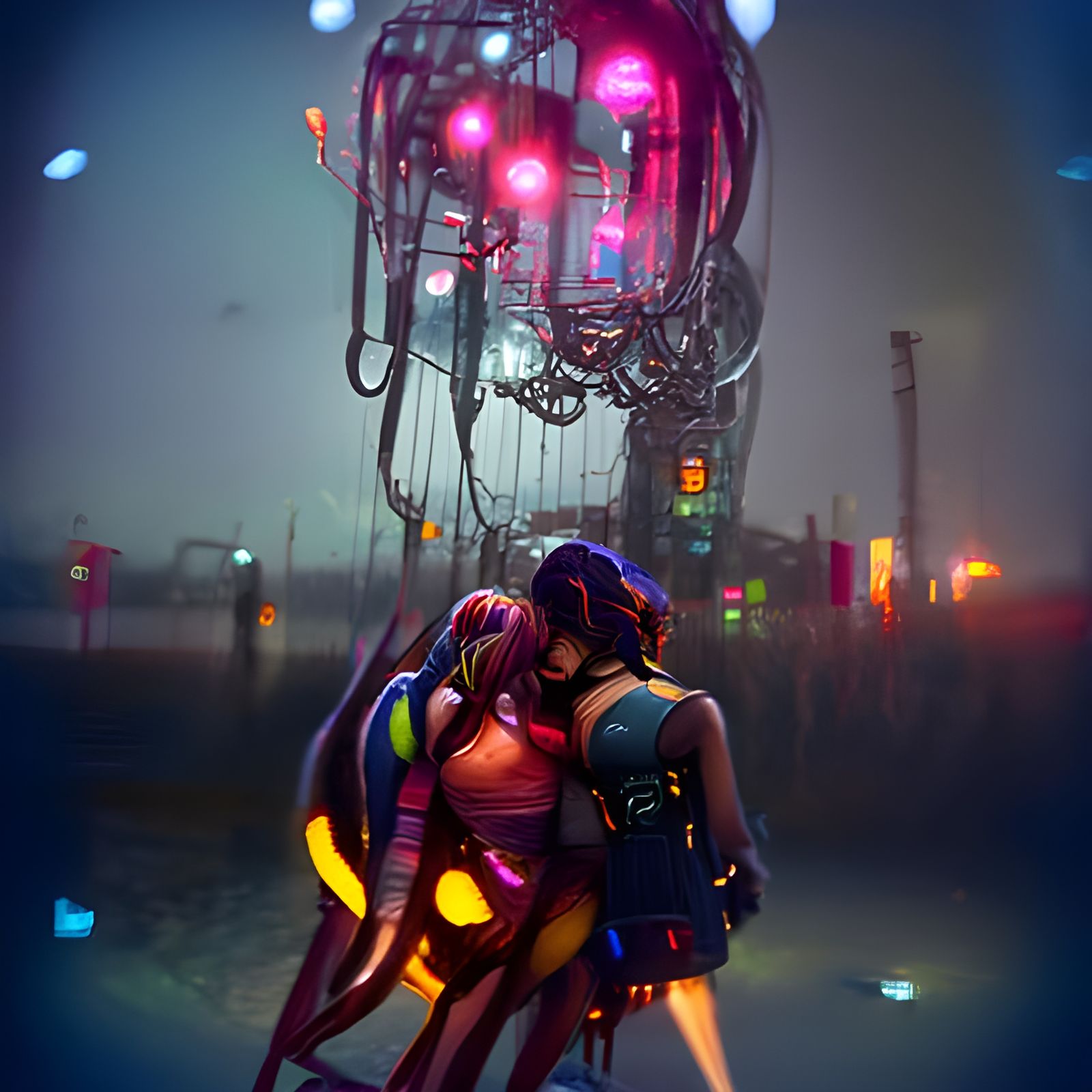 2 girls hearts tangled together trending on Artstation Unrea...