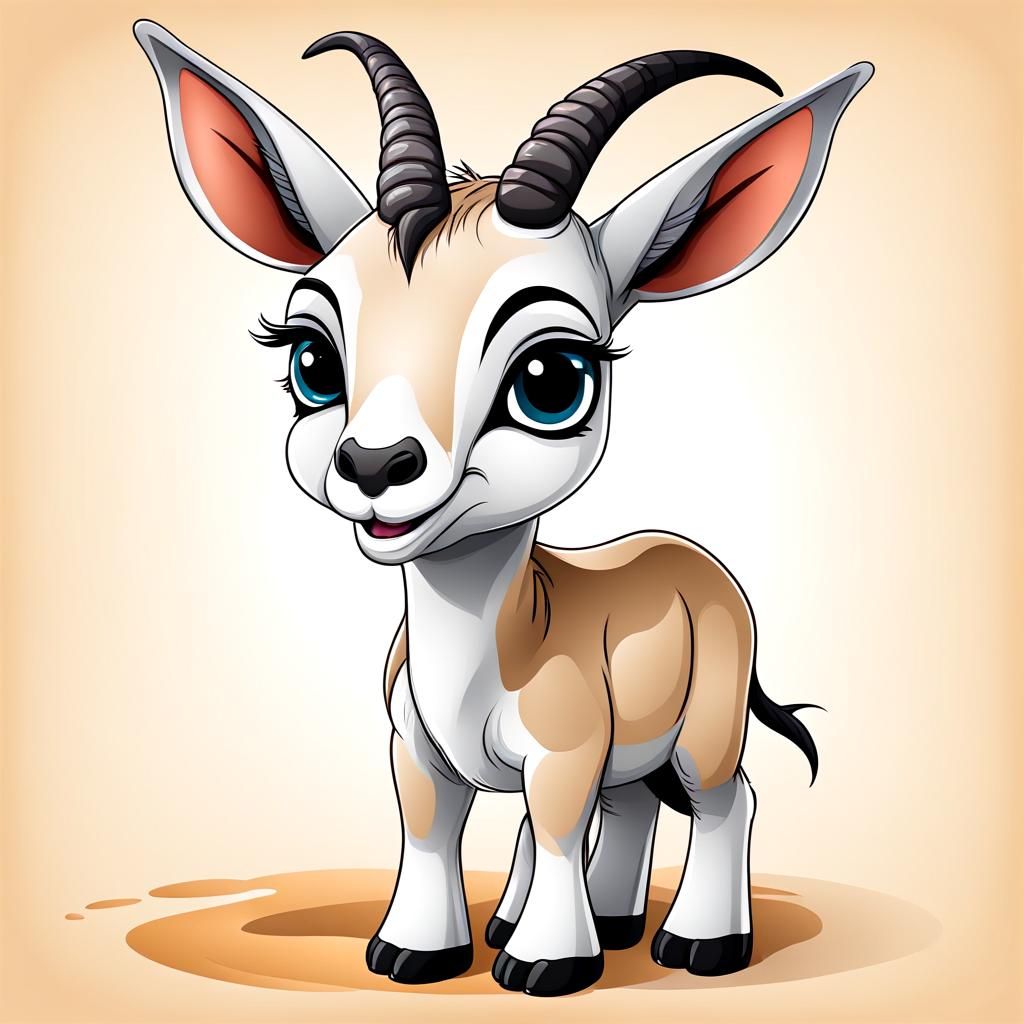 Cute Arabian baby oryx cartoon 