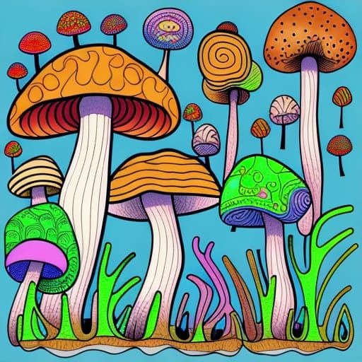 Magic mushrooms - AI Generated Artwork - NightCafe Creator