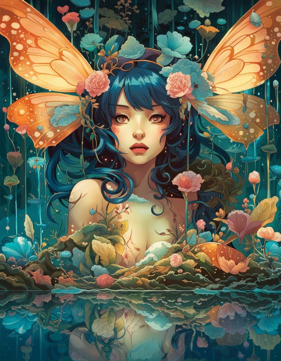 Anime hyper detailed, "A curious fairy princess touching a m...