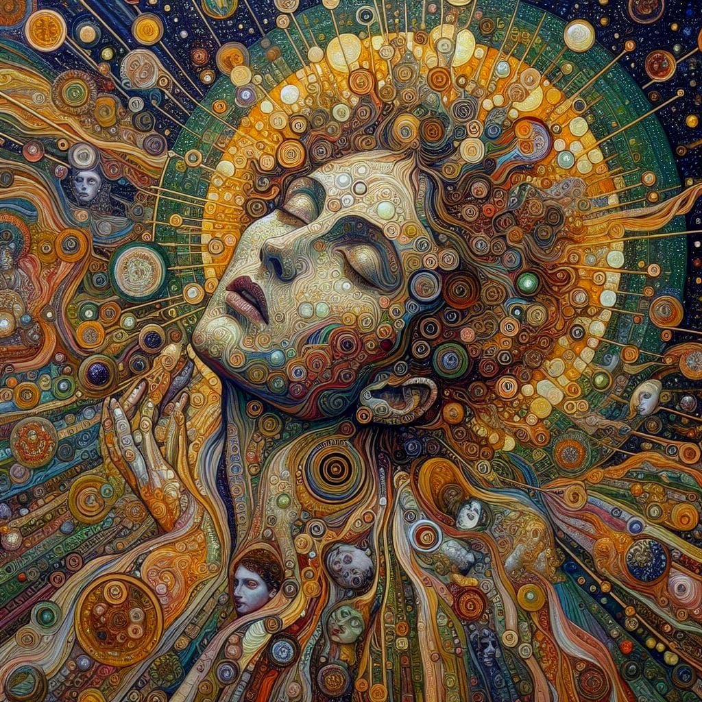 Kafka liminal space, Klimt, encaustic.