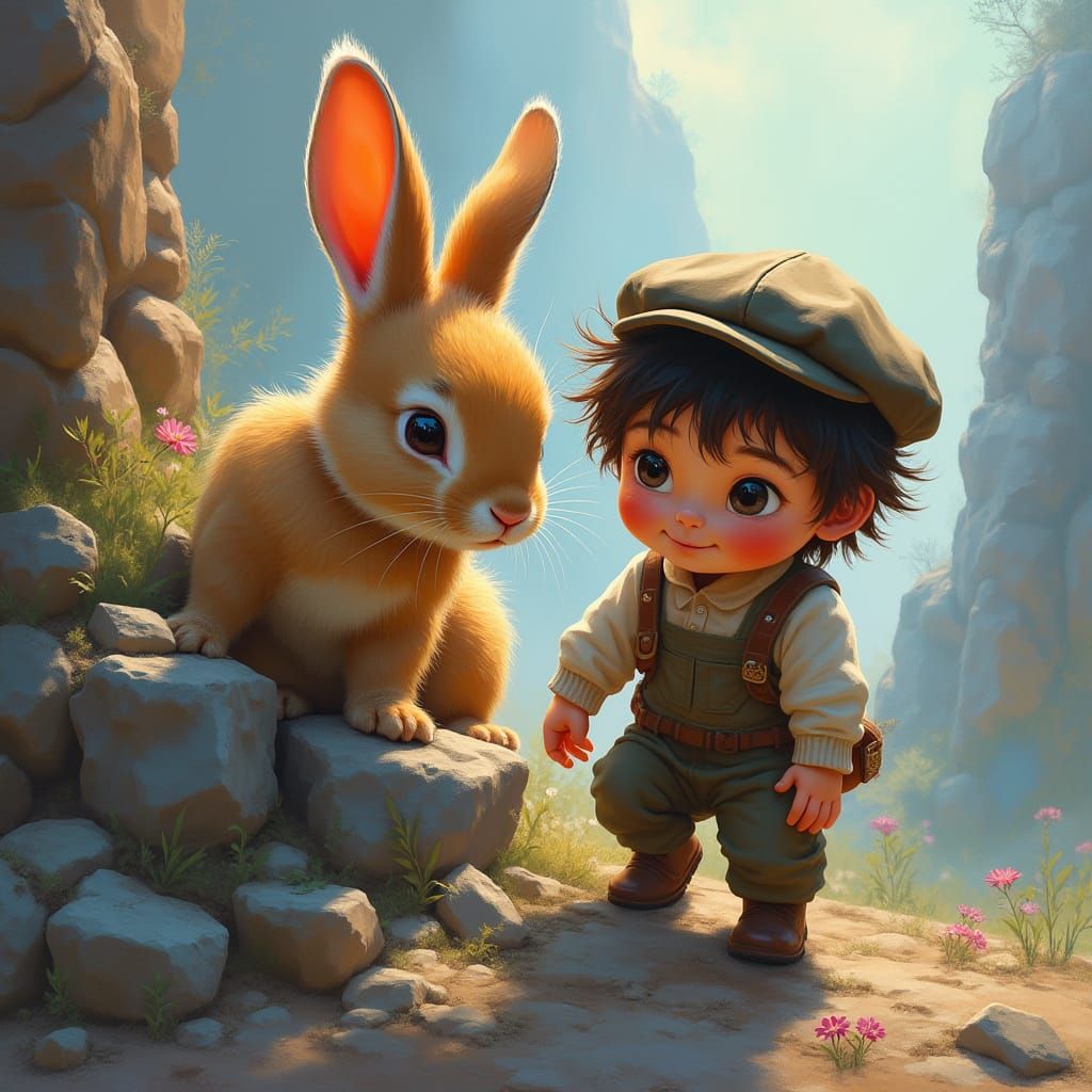 Surreal Whimsy of Gentle Souls in a Vibrant Landscape