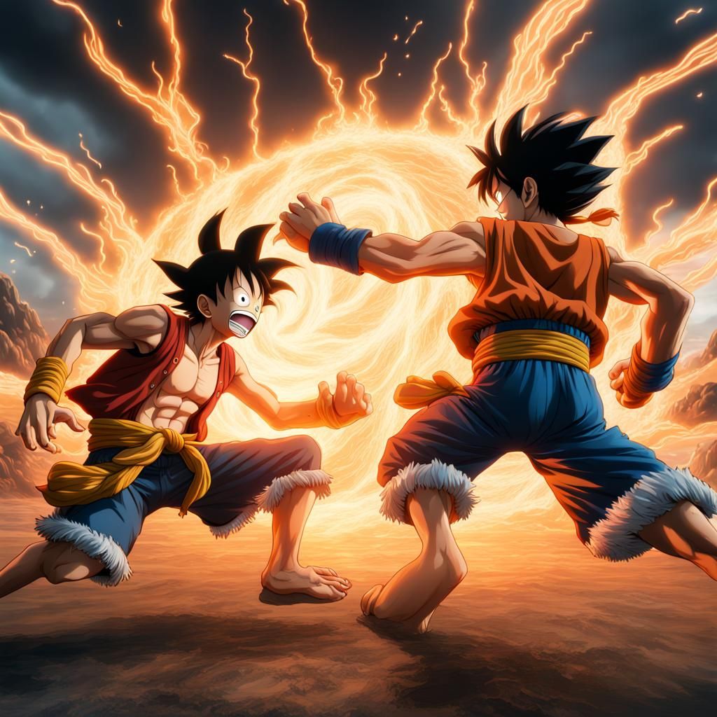 luffy beating goku - AI Generated Artwork - NightCafe Creator