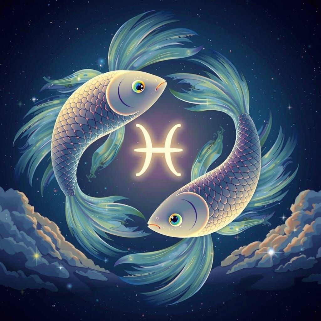 The symbol of Pisces in the Zodiac.  by @Mumbai AI
