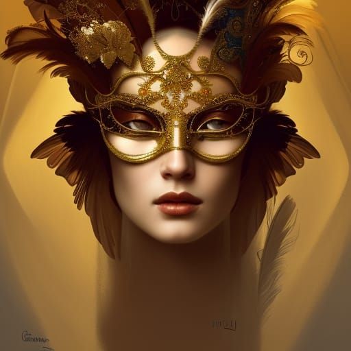 Venetian masquerade of a beautiful woman with perfect eyes i...