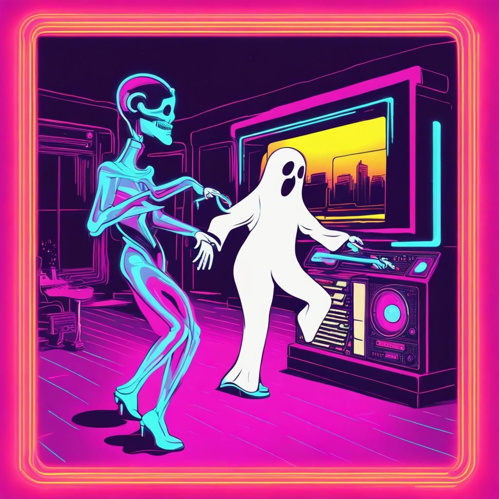 Ghost making music for other ghosts dancing