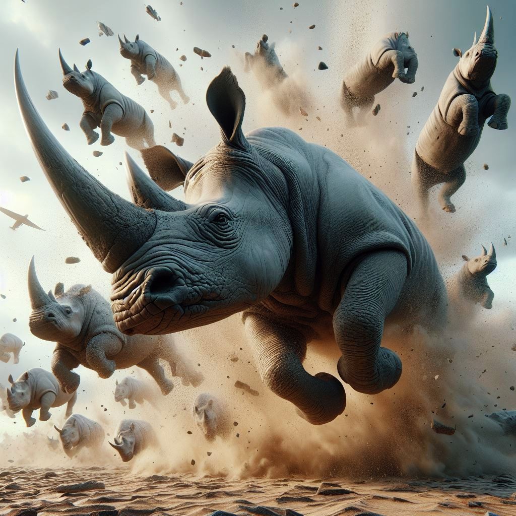 Rhino Crash - AI Generated Artwork - NightCafe Creator