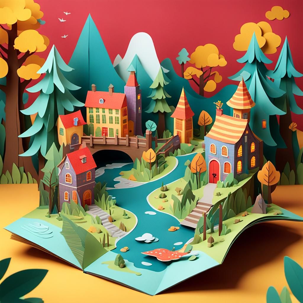 Pop-up storybook Interactive three-dimensional scenes Colorf...