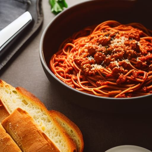 Spaghetti Bolognese & Garlic Baguette undefined