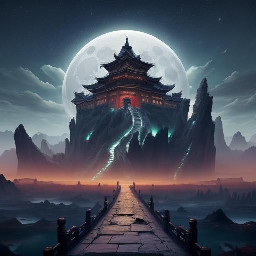 Surreal Moonlight Night: Chang'e's Flight to the Moon