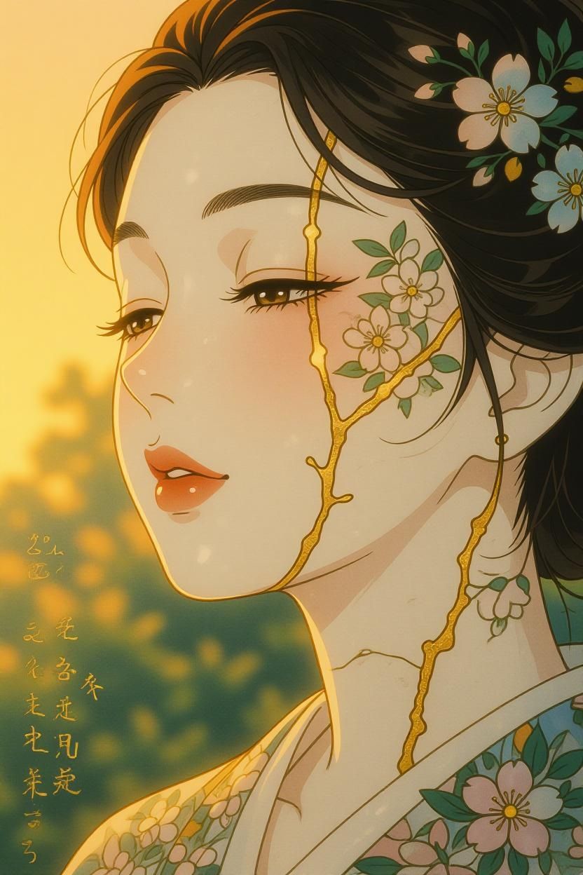 Japanese kintsugi portrait