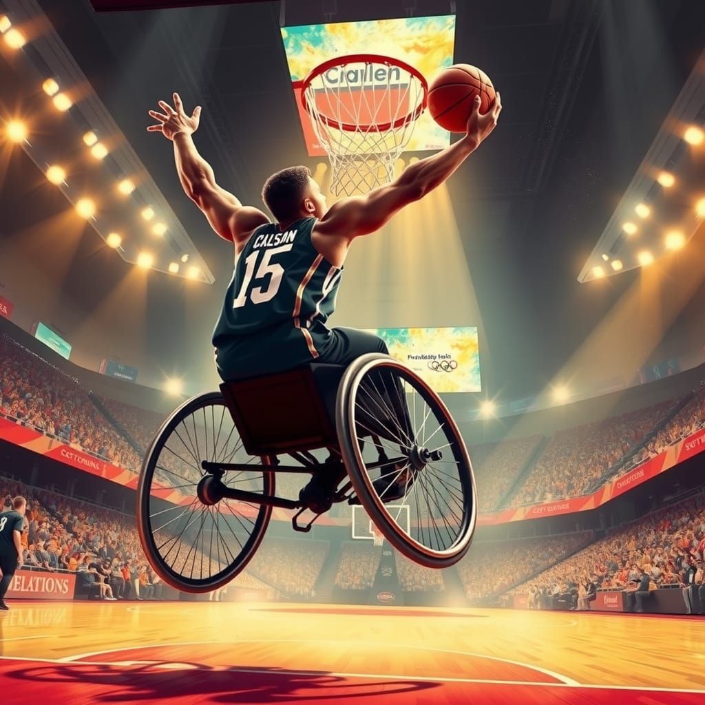 Paralympic Athlete Slam Dunk in Sports Illustration