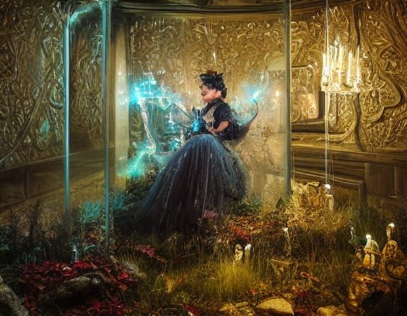  Surreal fairytale chic. Surrounded by broken mirrors and deer. (3)
