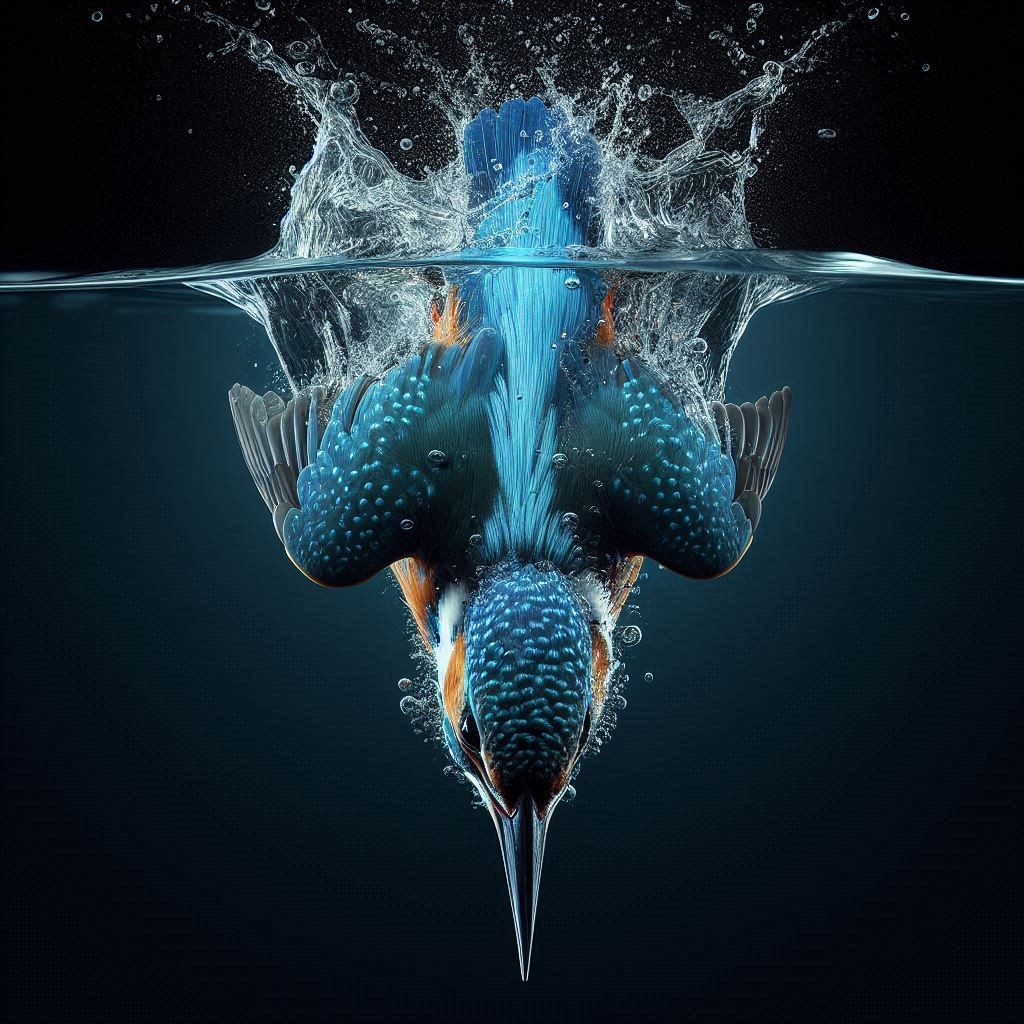 Kingfisher diving