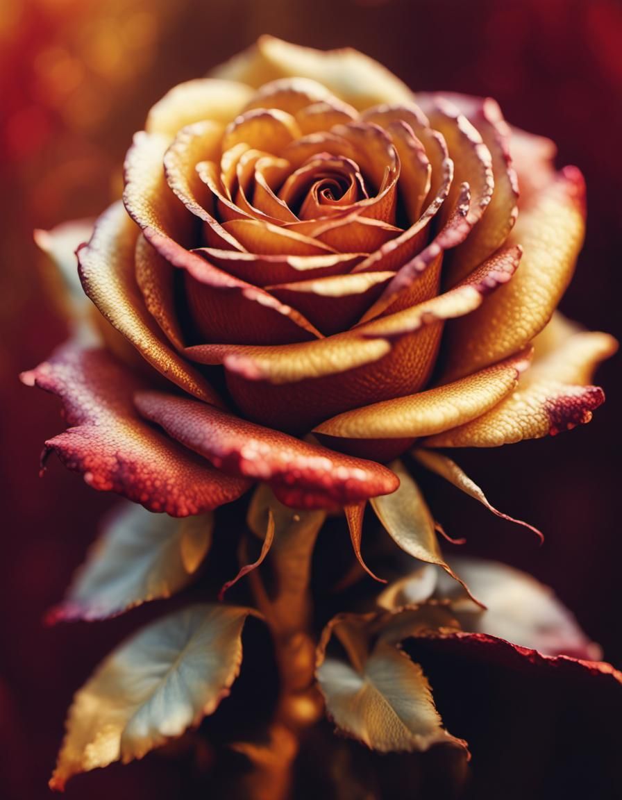 Golden Rose , warm colors deep color color gradient folk art...