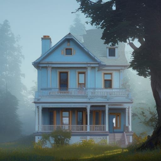 A beautiful light blue house in Washington state