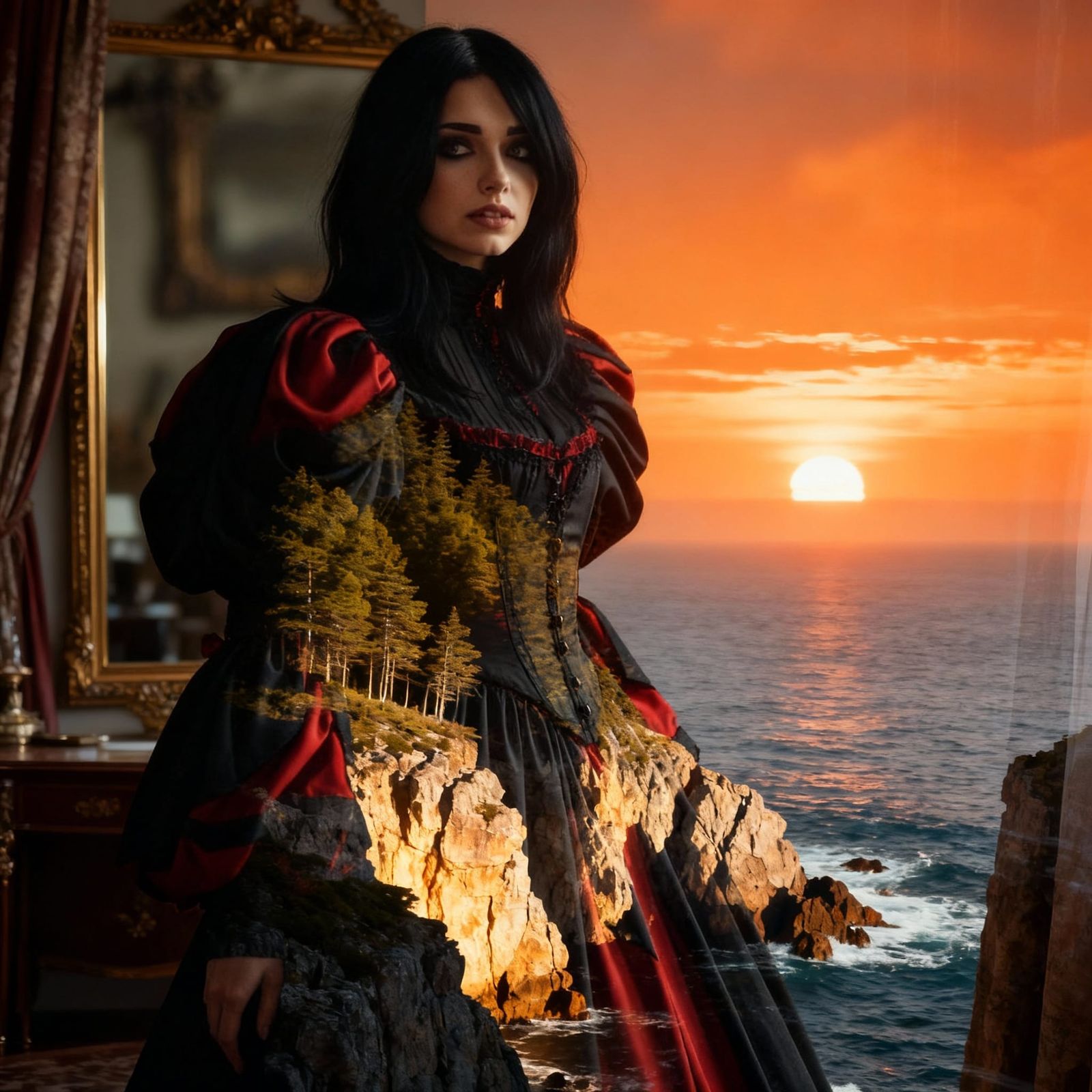 Double Exposure Portrait with Clear Face and Dual Background...