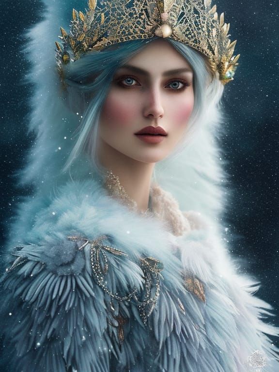 Insanely detailed photograph snowy portrait of a Beautiful S...