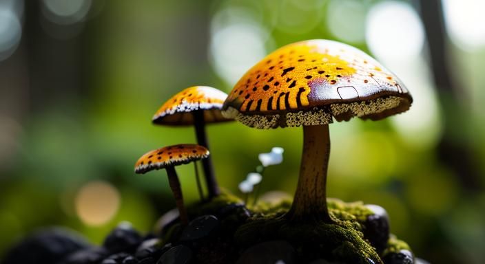 Anime, 

Fungus amber ,

Professional photography, bokeh, na...