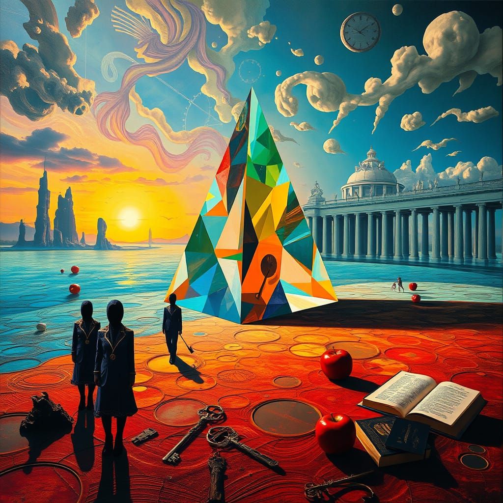 Ethereal Prism Landscape in Dreamlike Surrealist Style