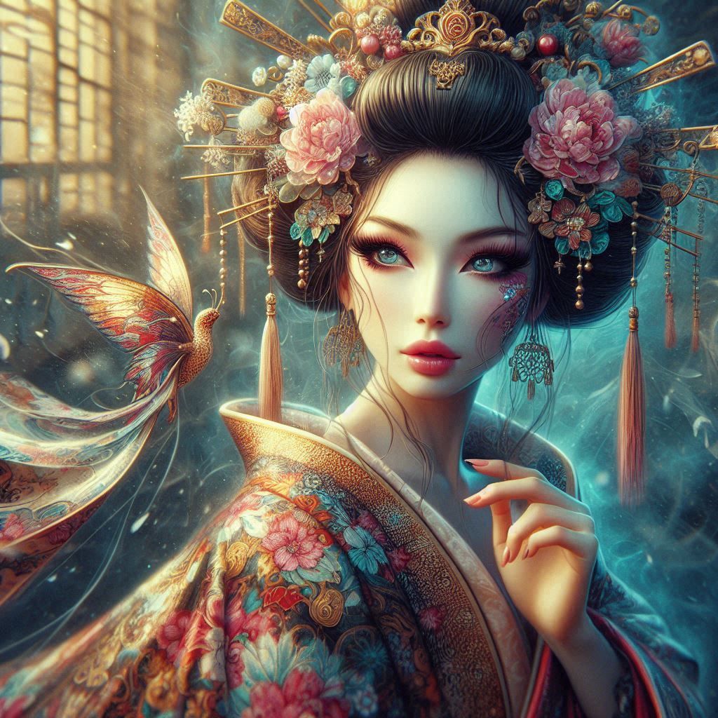 double exposure beautiful fantasy DALL-E 3 portrait landscap...