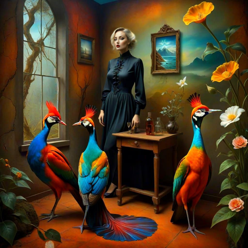 Surreal Lady in Fantastic Landscape: Photorealistic Art