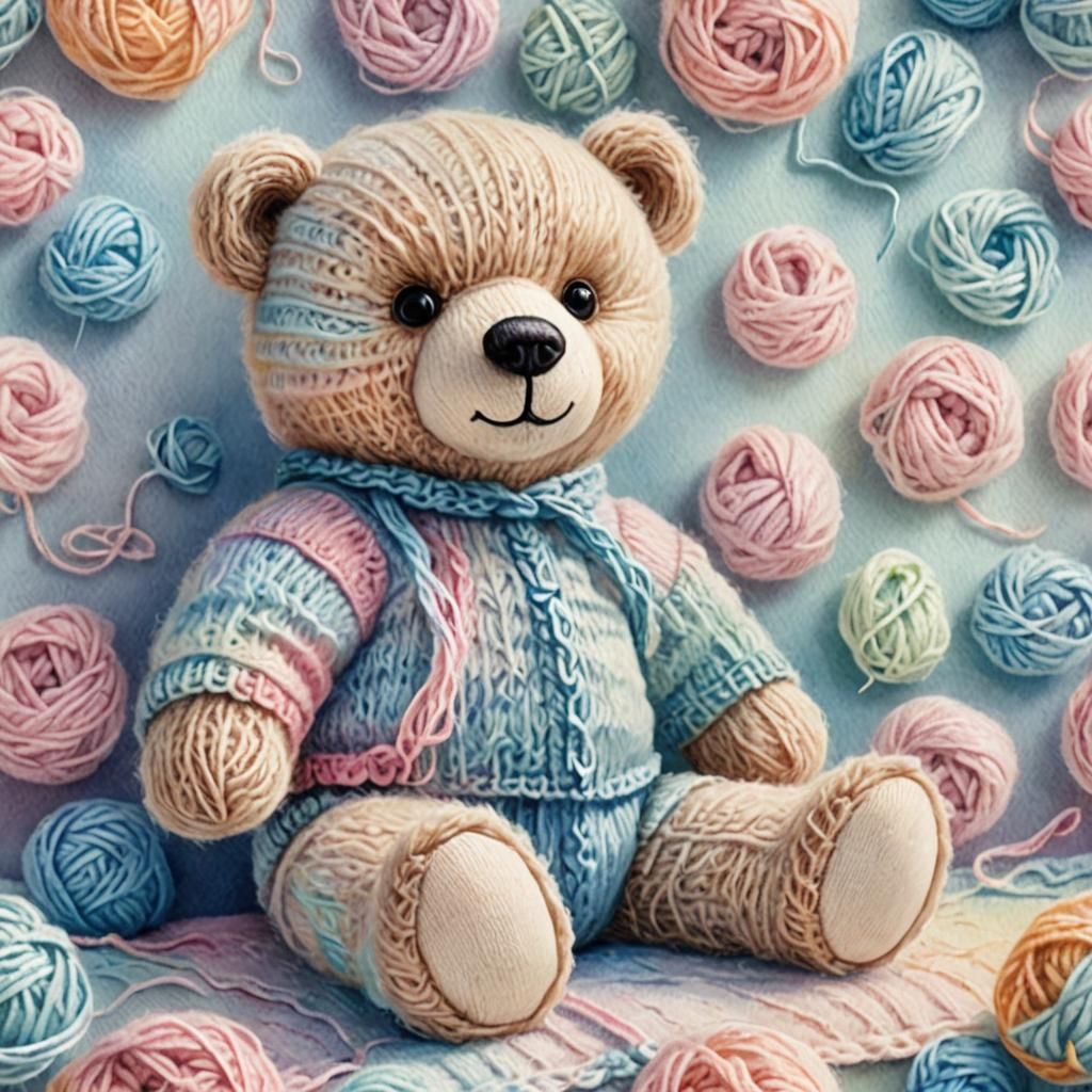 Knitted teddy bear  by @Finbar