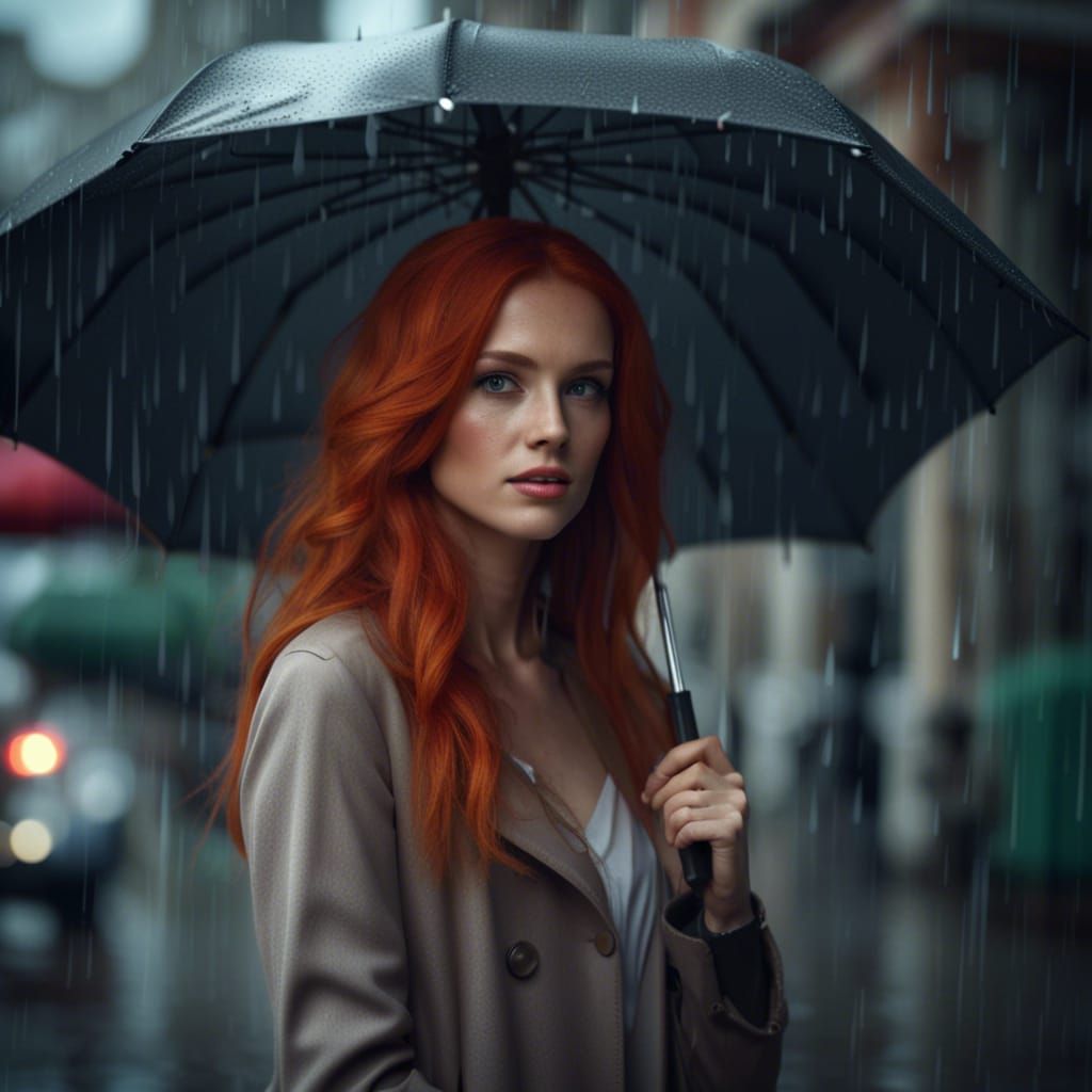 Beautiful Model in the Rain 🌧️