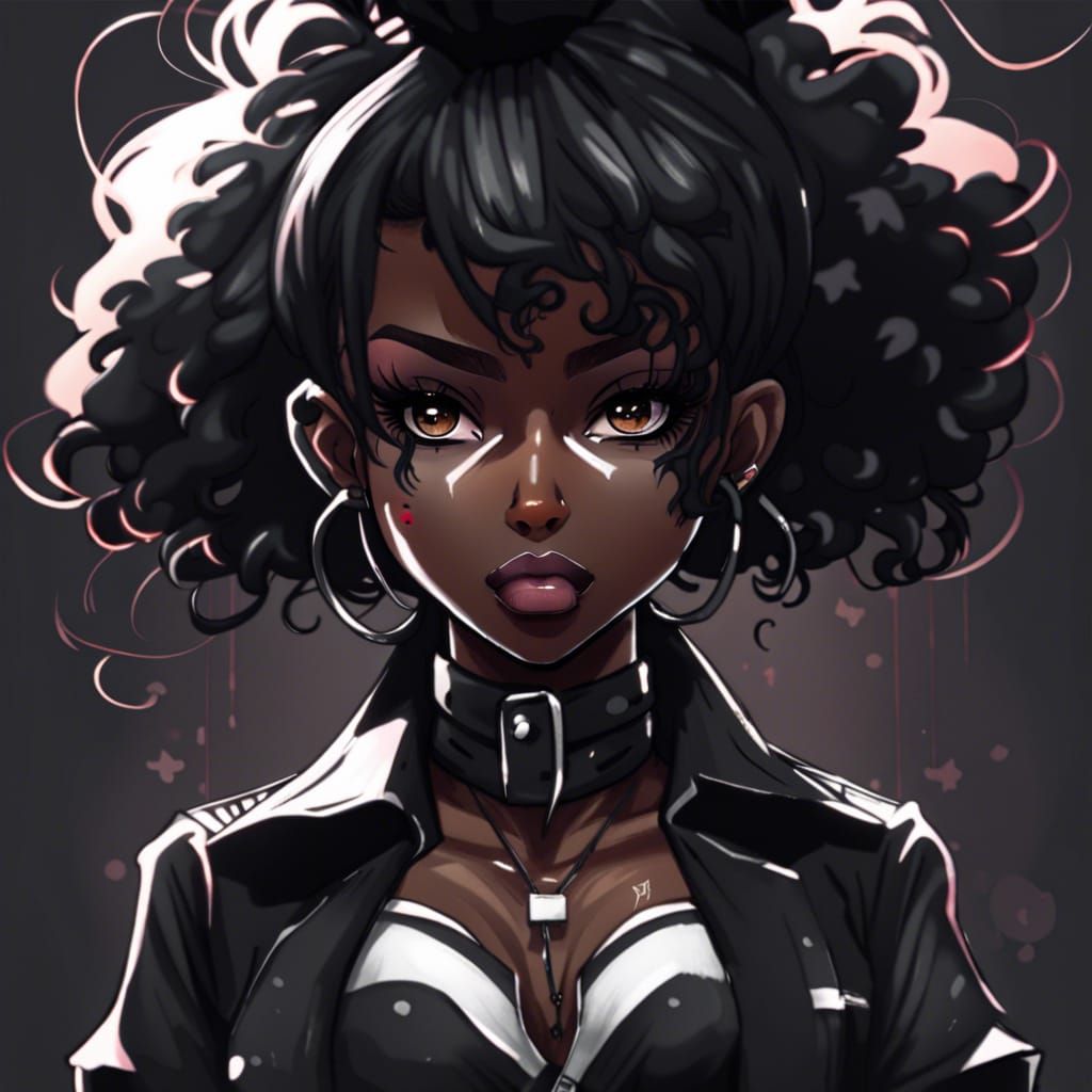 black manga baddie girl - AI Generated Artwork - NightCafe Creator