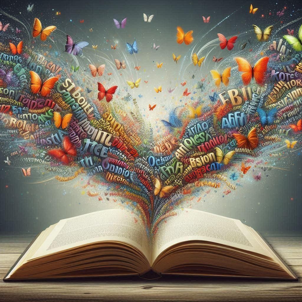 Words fly out of the book