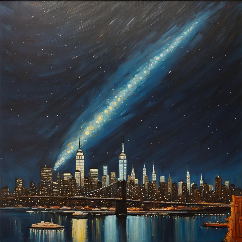 comet flying over NYC - AI Generated Artwork - NightCafe Creator