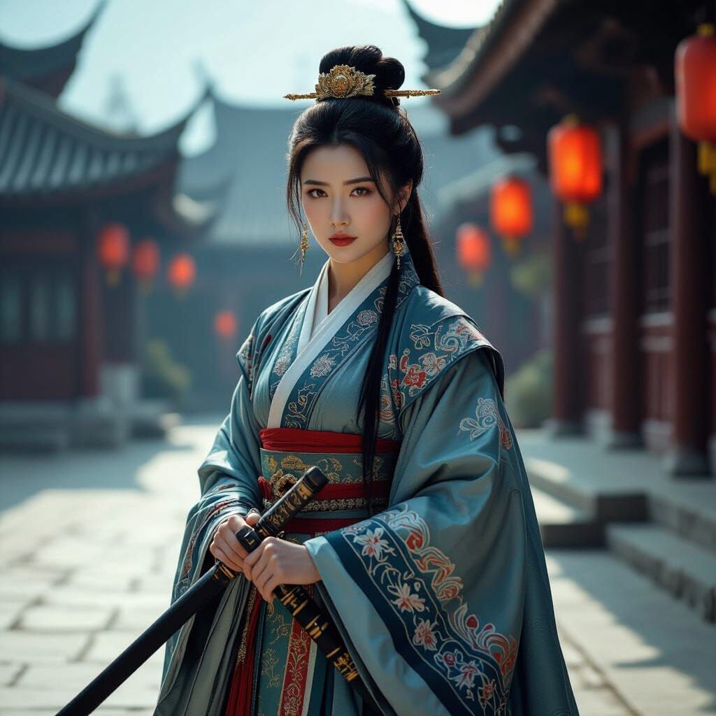 Tang Dynasty Heroine in Cinematic Style