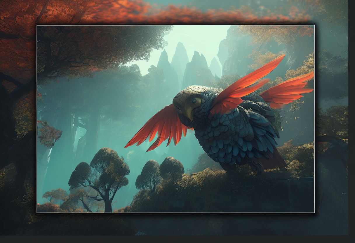 Vibrant Forest Creature Takes Flight in Stunning Digital Art