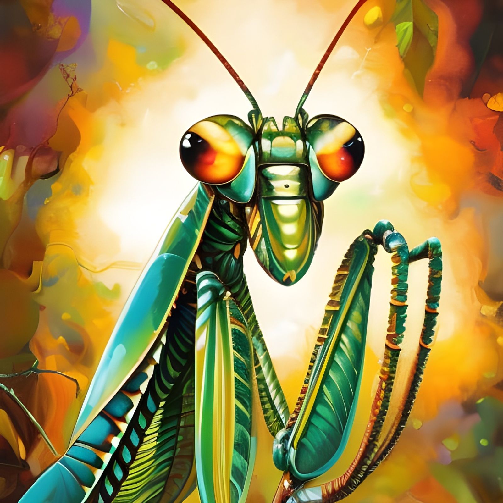 praying mantis painting