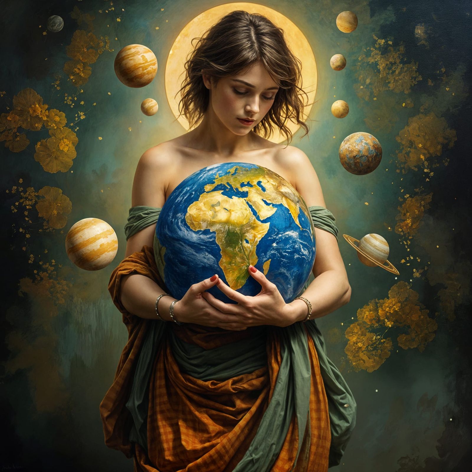 The Greek Goddess Gaia holds planet Earth   by @Maree
