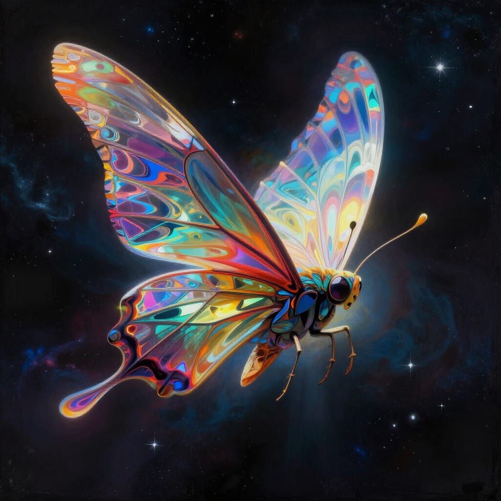 Abstract Butterfly Creature in Cosmic Flight