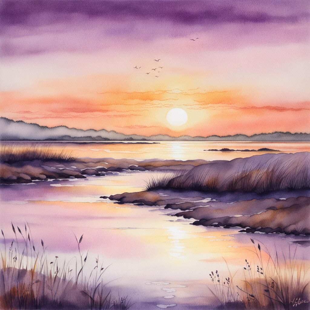 Delicate dawn over an estuary.