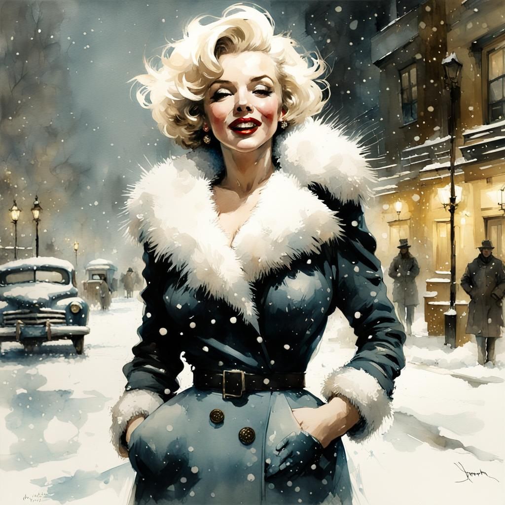 Vintage Winter Glamour Marilyn Monroe - AI Generated Artwork ...