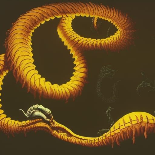 Nightmarish Giant Sandworm; Zdzislaw beksinski, takato Yamam...