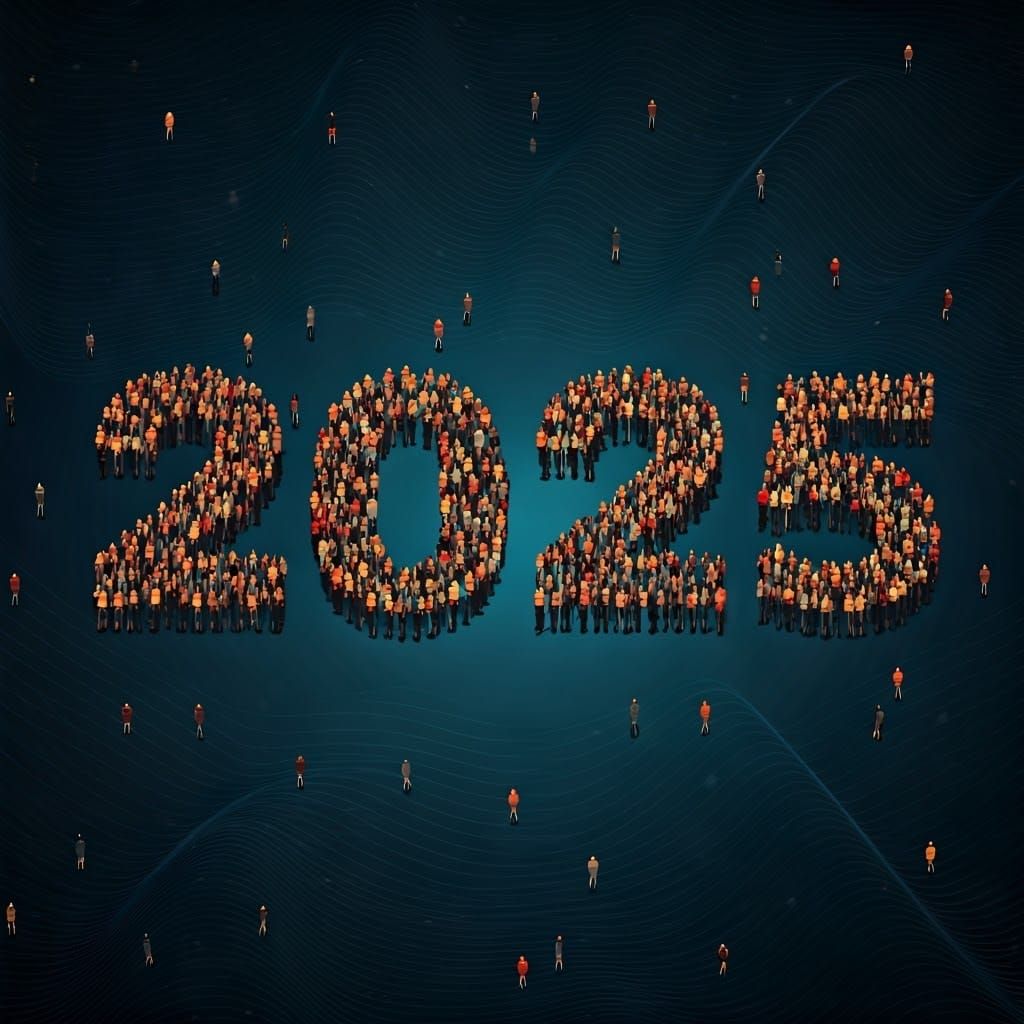 Massive Human Form Creates 2025 in Vibrant Vector Fractal St...