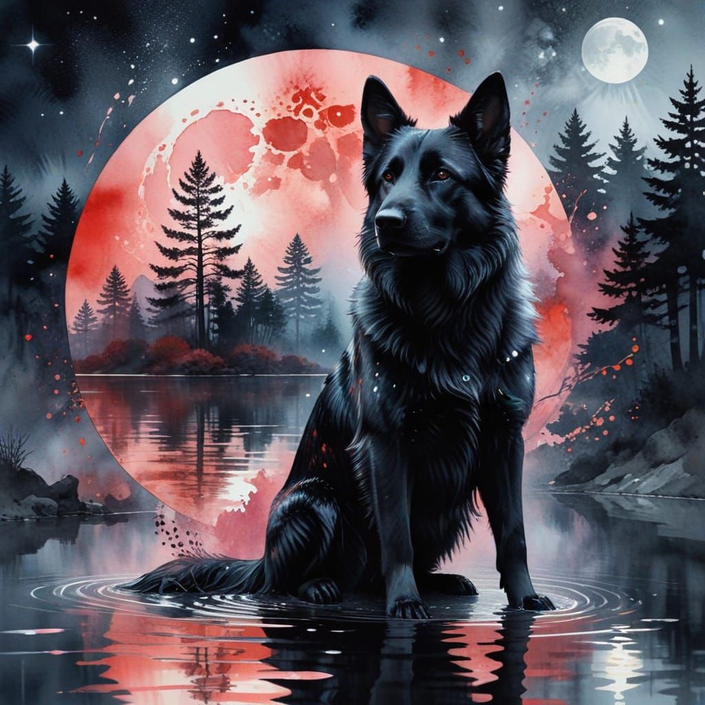 Black German Shepherd  by @ArtAuvergne