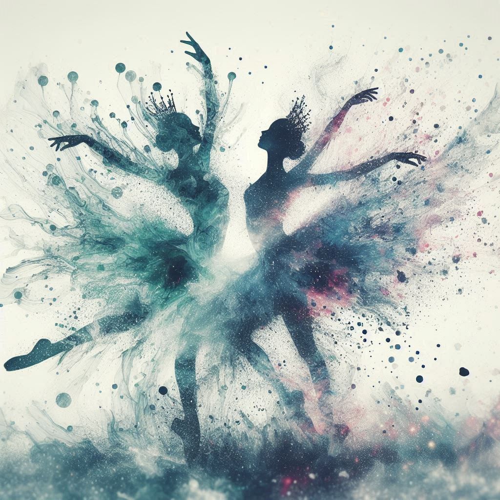 double exposure beautiful fantasy DALL-E 3 portrait landscape..