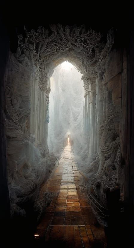 Ancient spider web hallway  by @Vinniepinnie123
