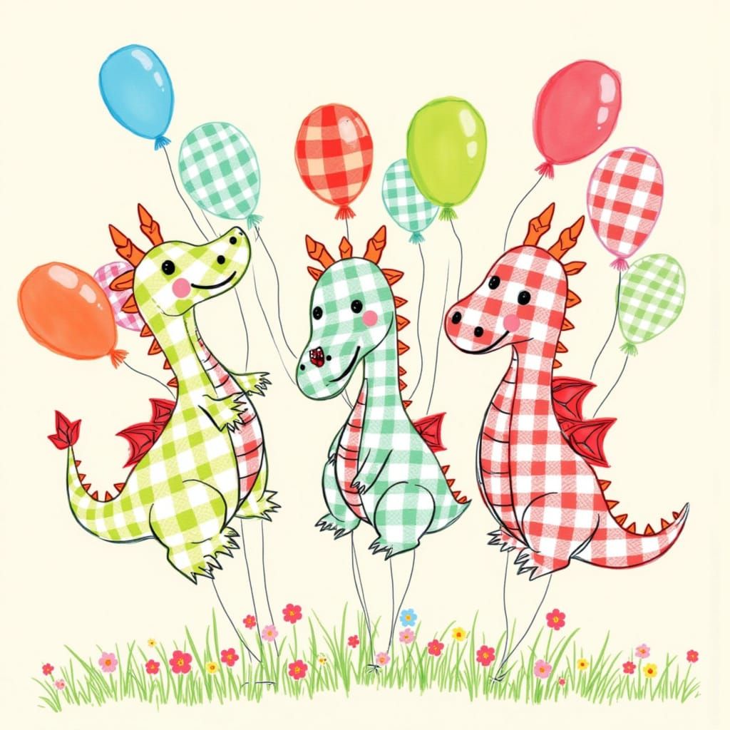 <lora:TINY DRAGONS:1.0> Balloons