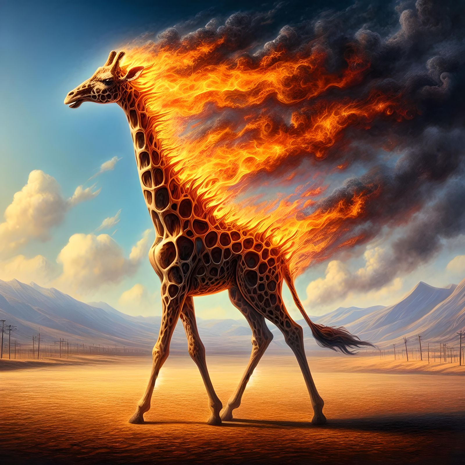 Burning Giraffe - AI Generated Artwork - NightCafe Creator