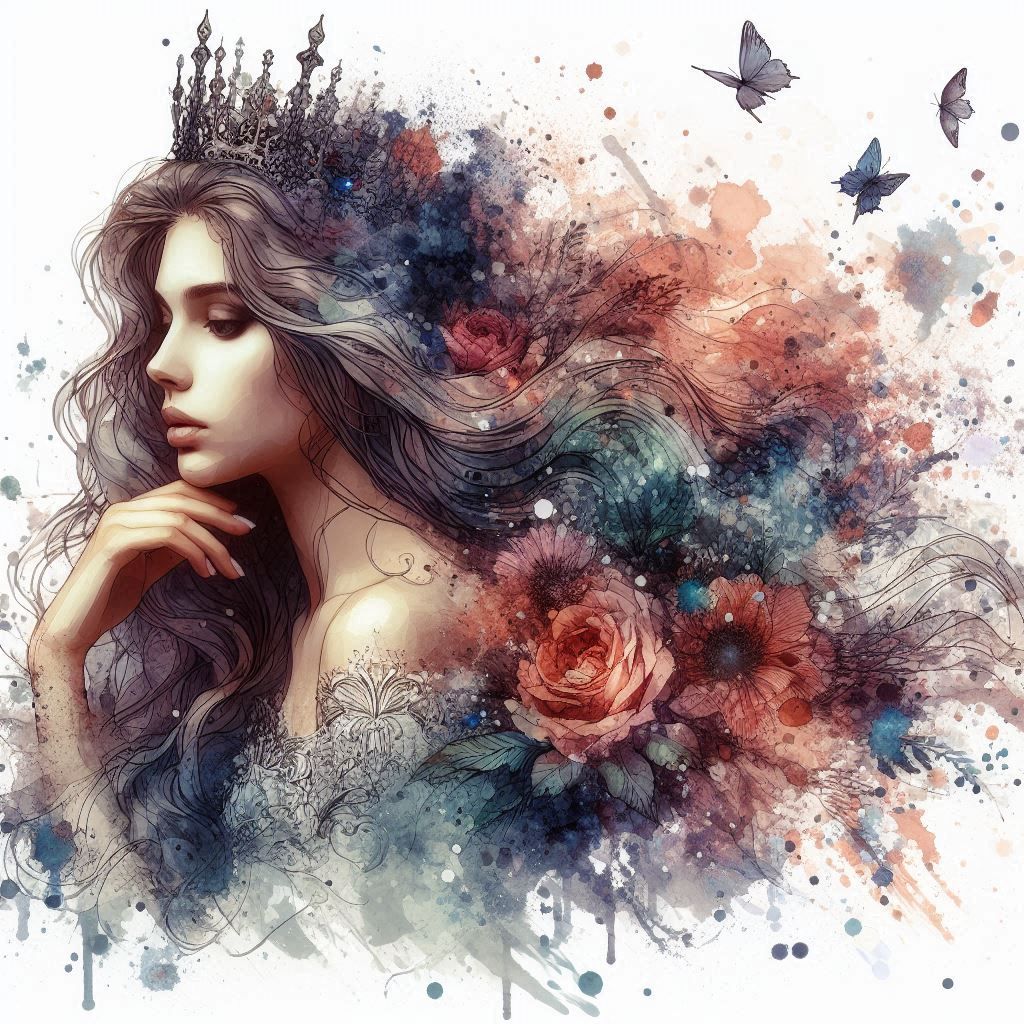 double exposure beautiful fantasy DALL-E 3 portrait landscape..