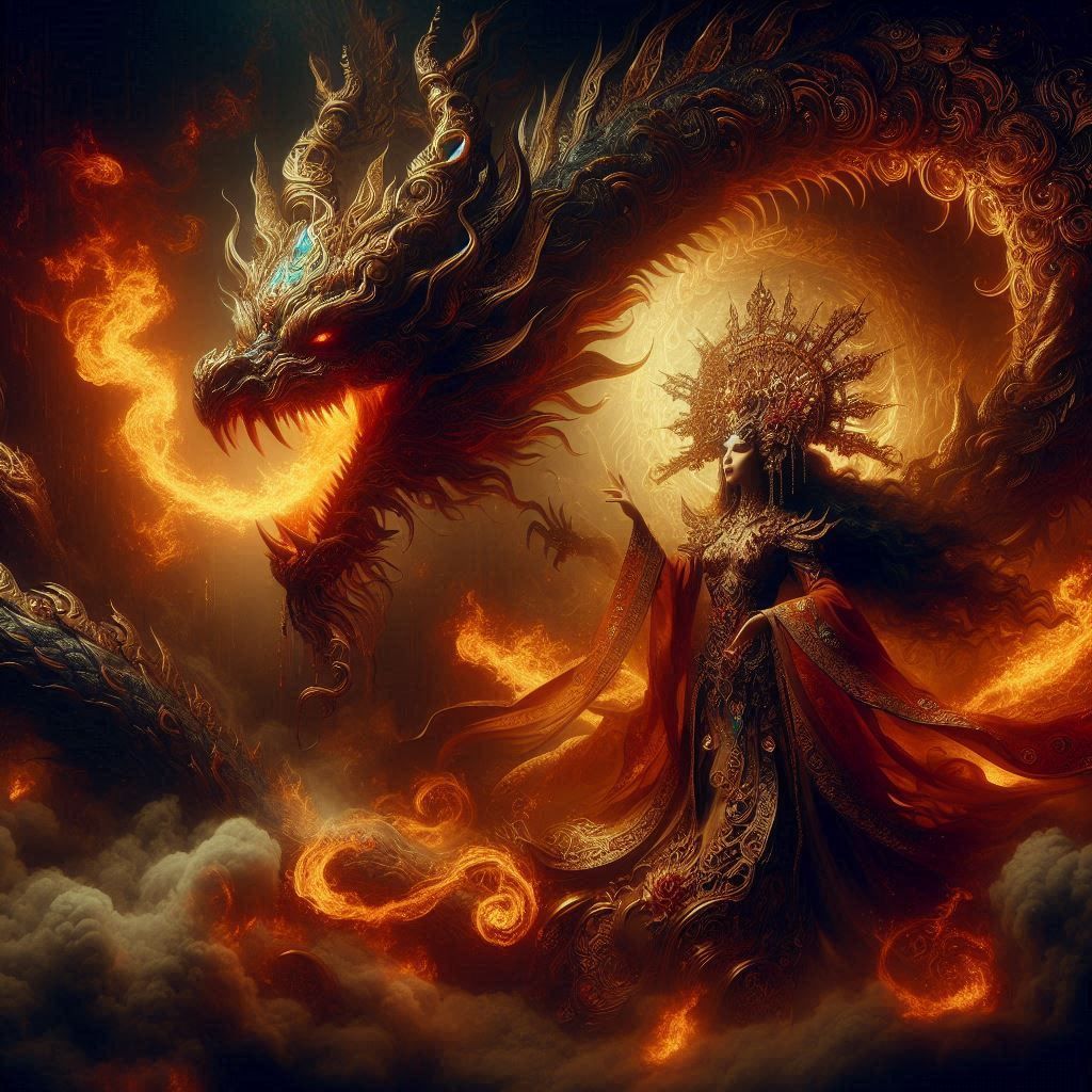 The fire dragon with his beautiful queen of fire 3