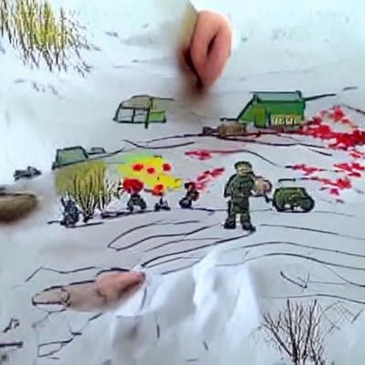 Russian soldiers kill civilians in Ukraine child's drawing